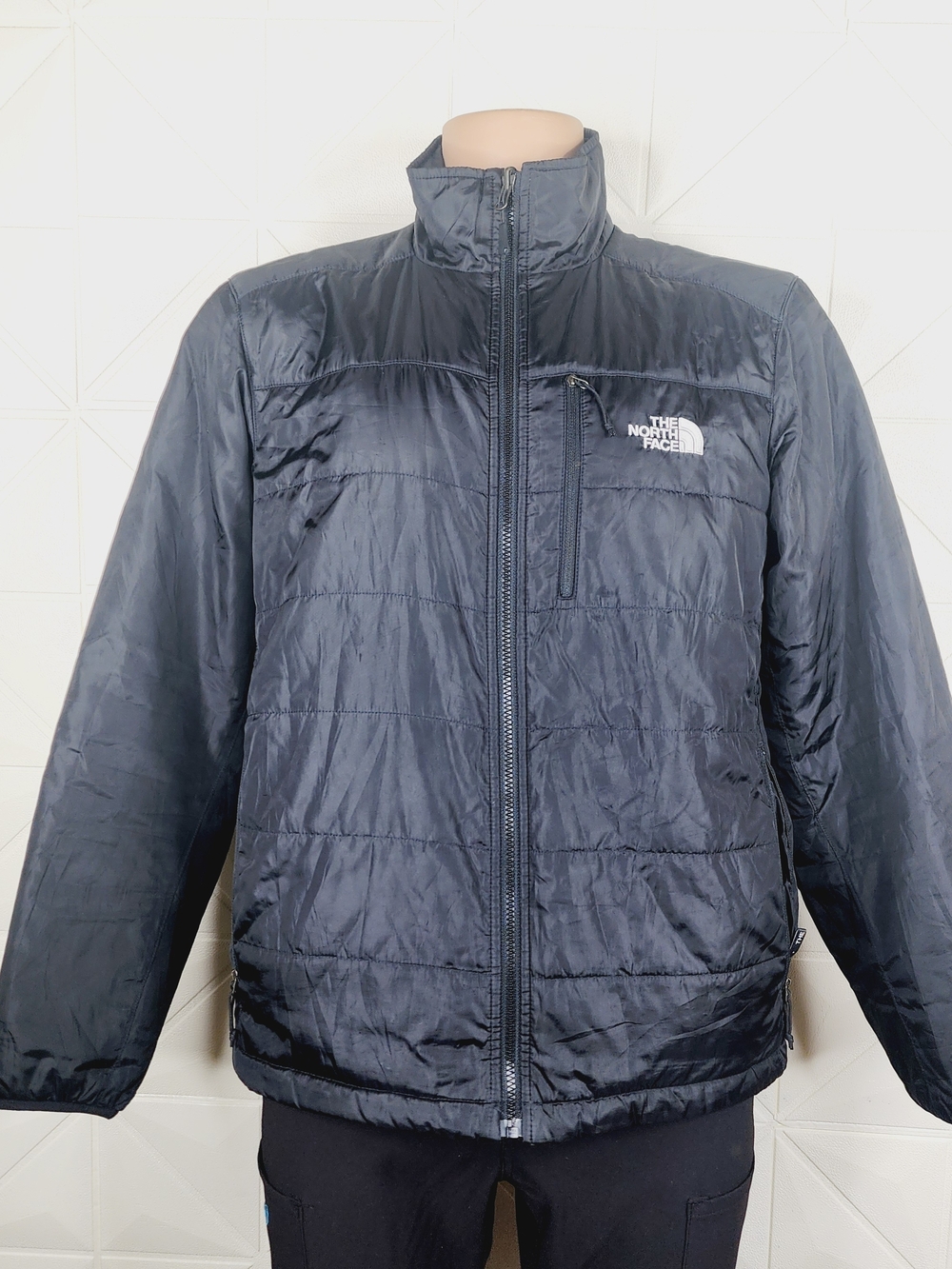 North Face Mens Small Black Winter Puffer Jacket Zip Up Coat TNF Bubble Puff S